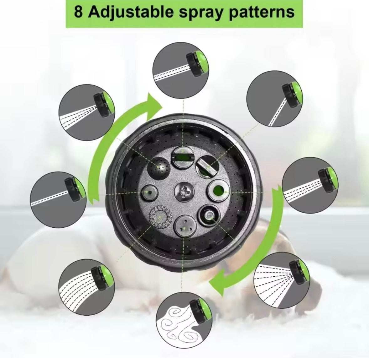 Pet Shower Sprayer 8 in 1 High Pressure Dog & Cat Bathing Tool with Foam Nozzle